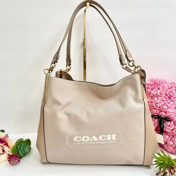 Coach Bags New Coach Badge Jacquard Dalton 3 Shoulder Bag In Chalk Taupe Poshmark